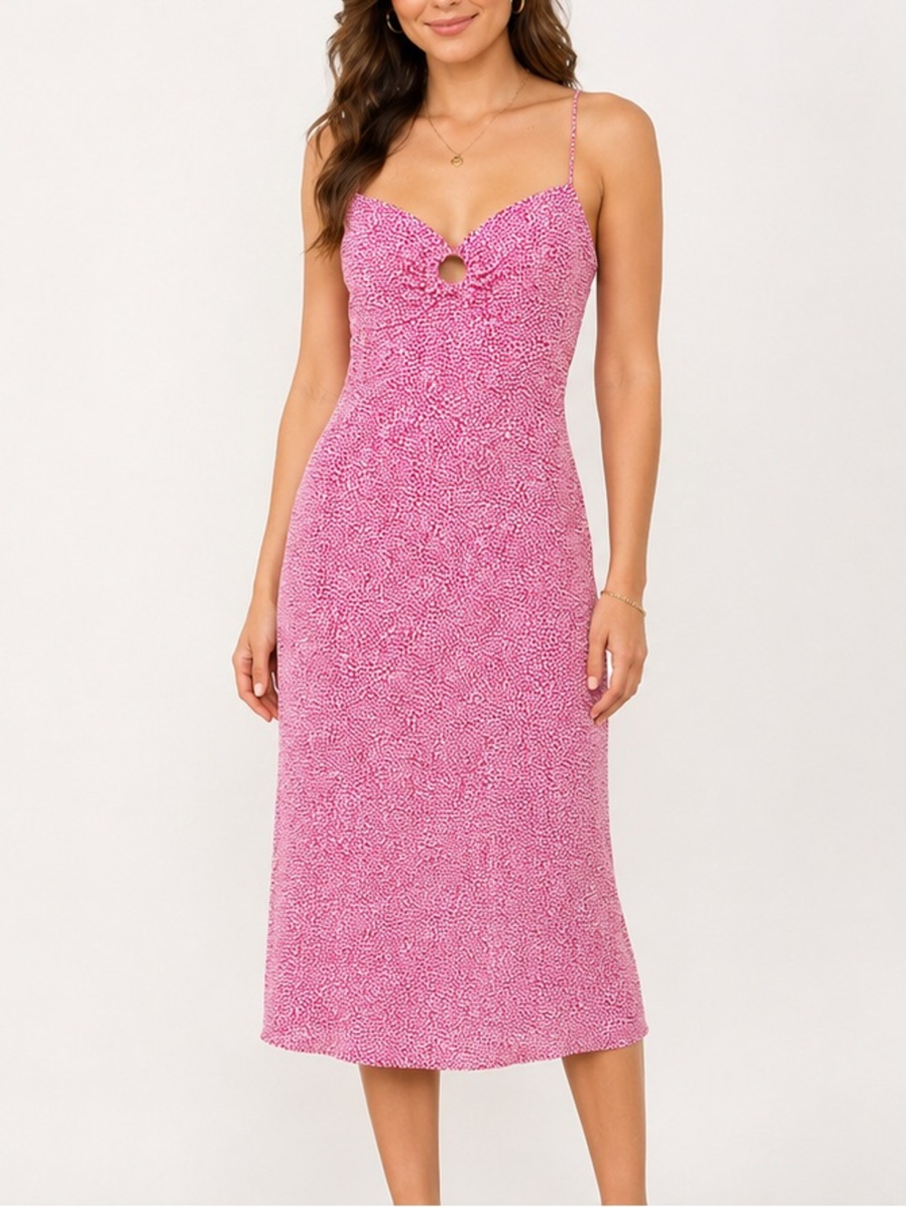 Zara Midi Slip Dress with Keyhole Detail